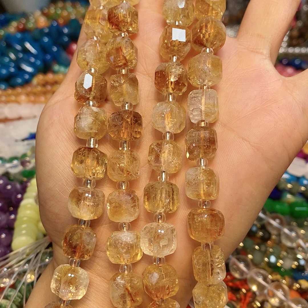 玛瑙/玉髓散珠天然暴力黄塔晶10mm 拍两单69.9发一整条