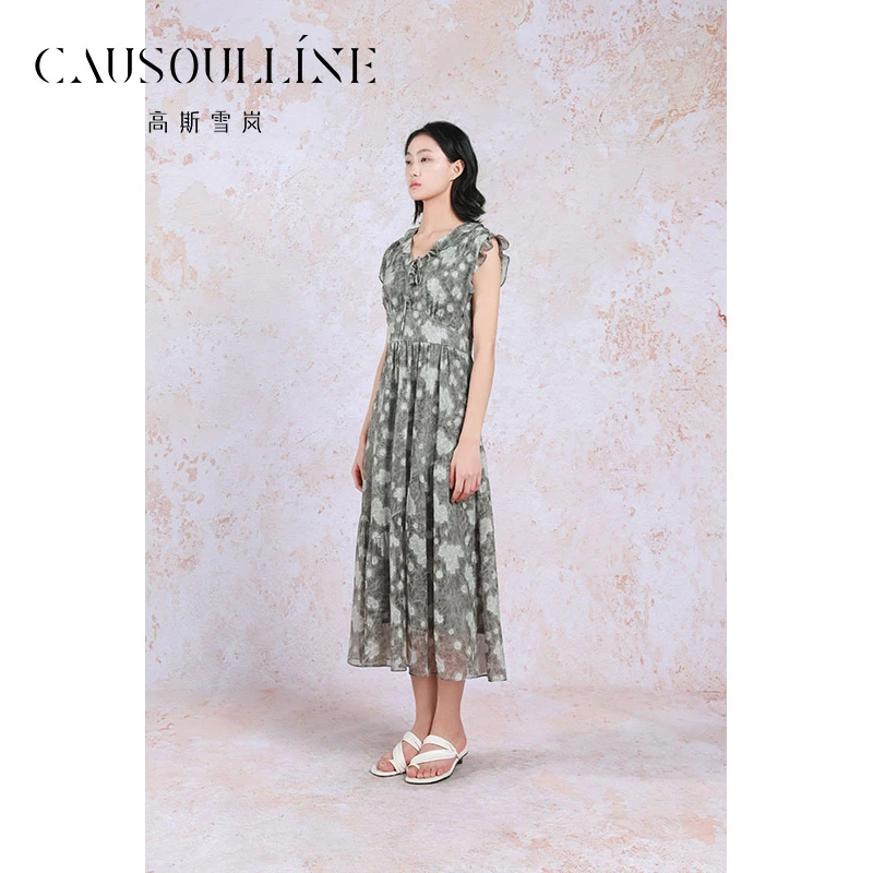高斯雪岚【夏装新品】碎花显瘦气质法式收腰女装连衣裙25216186