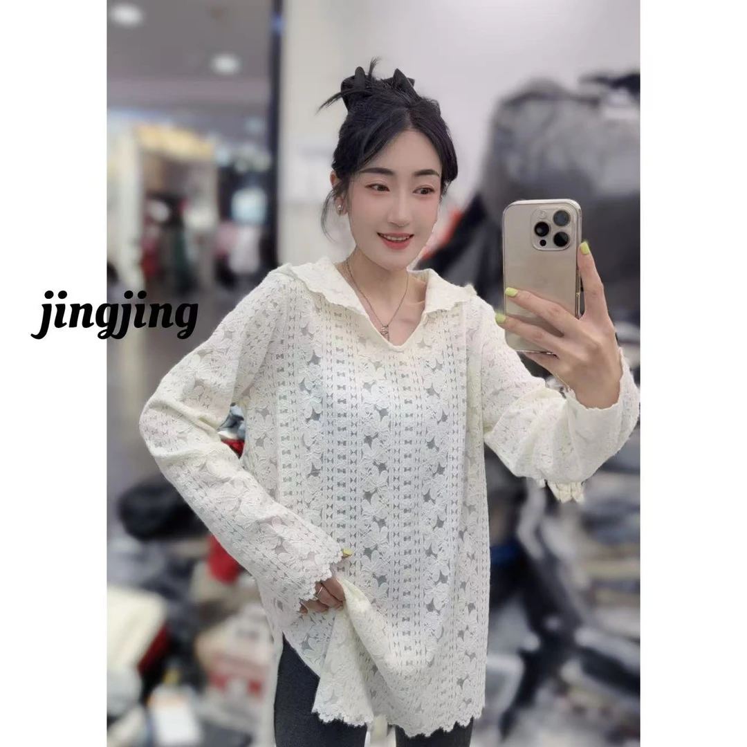 冬季新款休闲百搭蕾丝连帽针织衫（1511）