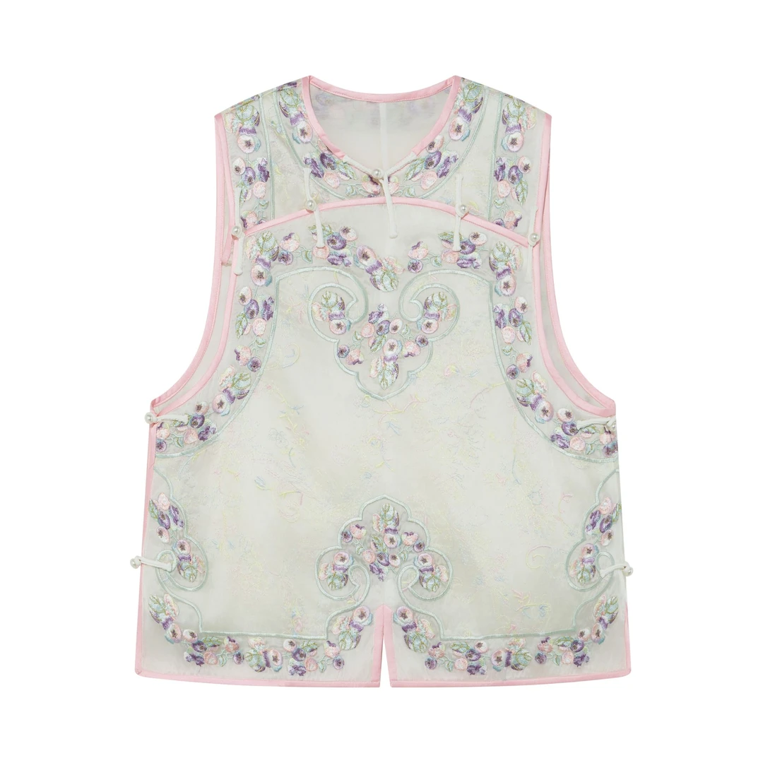 【扶瑶】 2025设计师款新中式风格复古提花重工刺绣马甲小衫中国风