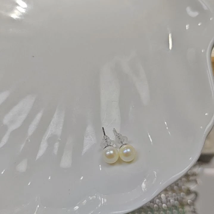 银S925镶嵌海水珍珠耳饰7-8mm福利