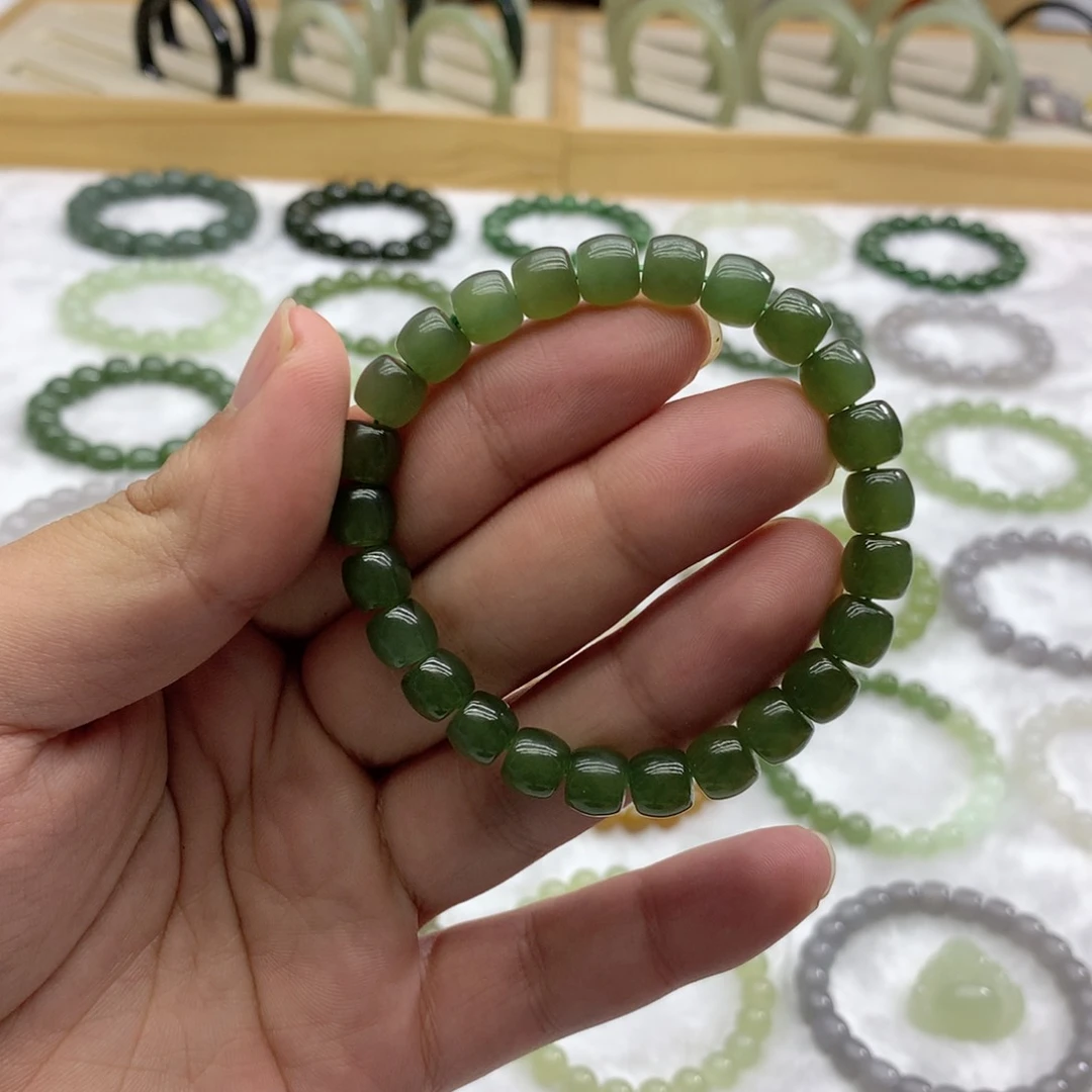 未镶嵌手串和田玉（直切湖水绿8）