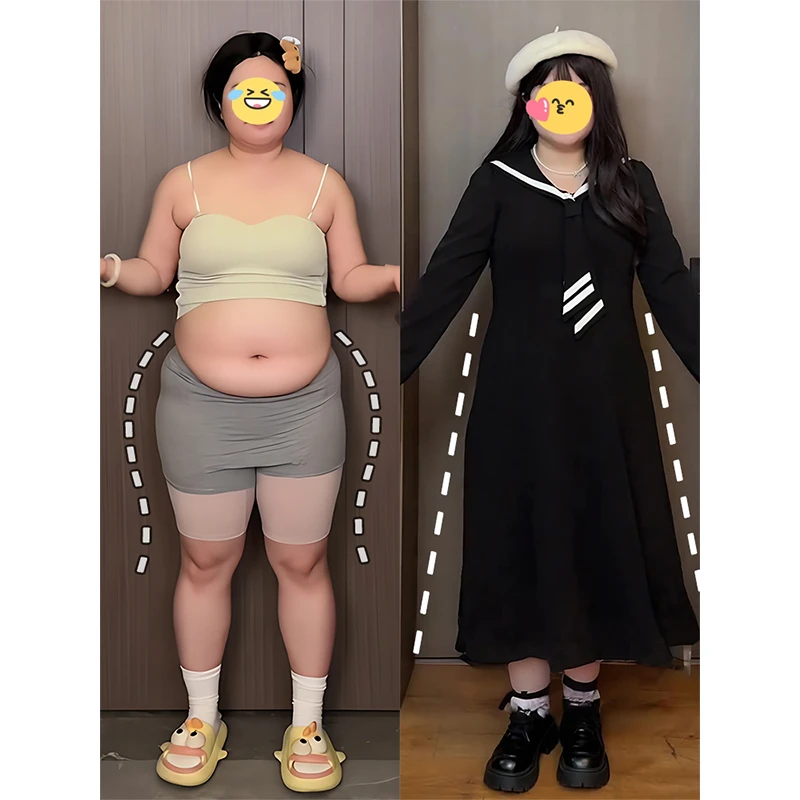 大码海军领正肩气质长袖连衣裙女秋冬胖mm梨型身材收腰显瘦长裙