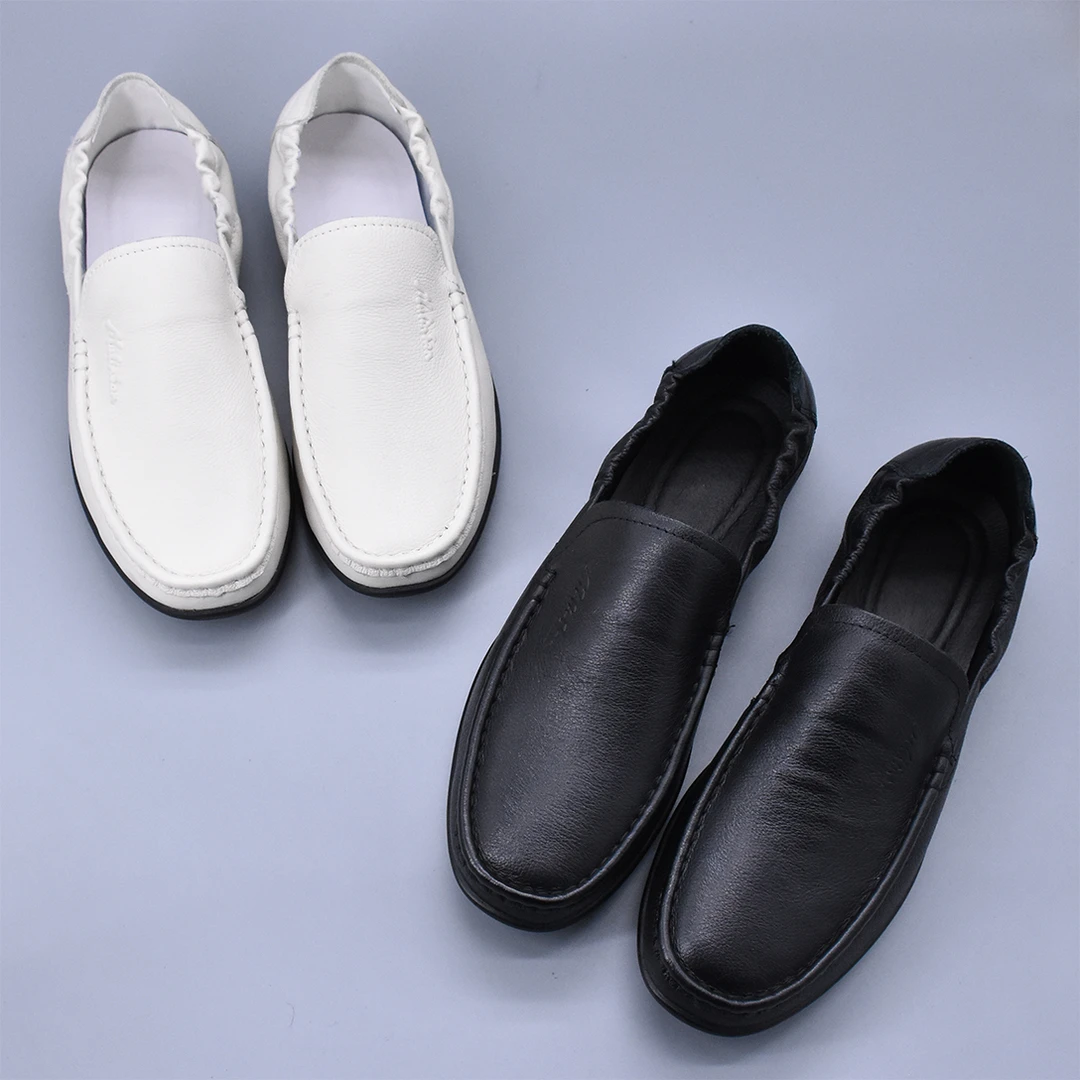 清~头层时尚百搭防滑软底真皮男皮鞋一脚蹬休闲乐福鞋单鞋猪皮垫