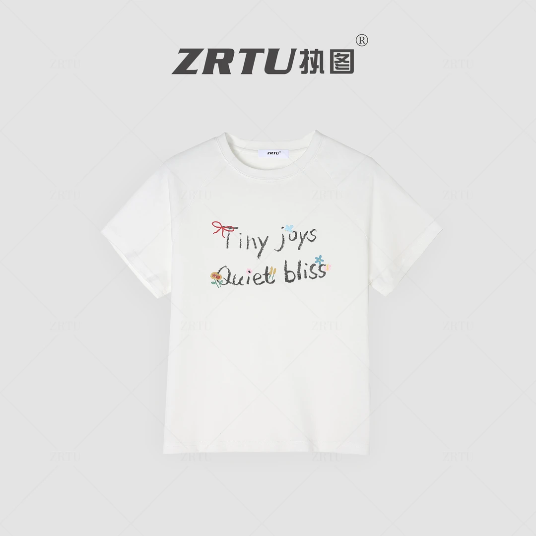 ZRTU/执图宽松抗皱印花字母休闲圆领T恤时尚T恤1851