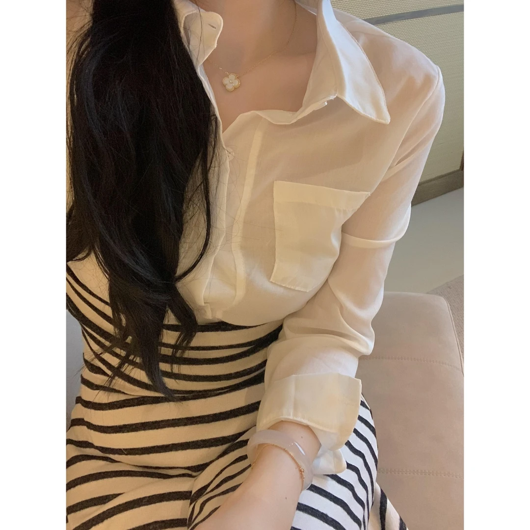 城南边儿9.13智性穿搭~修身白衬衫长袖上衣基础衬衣气质高智感