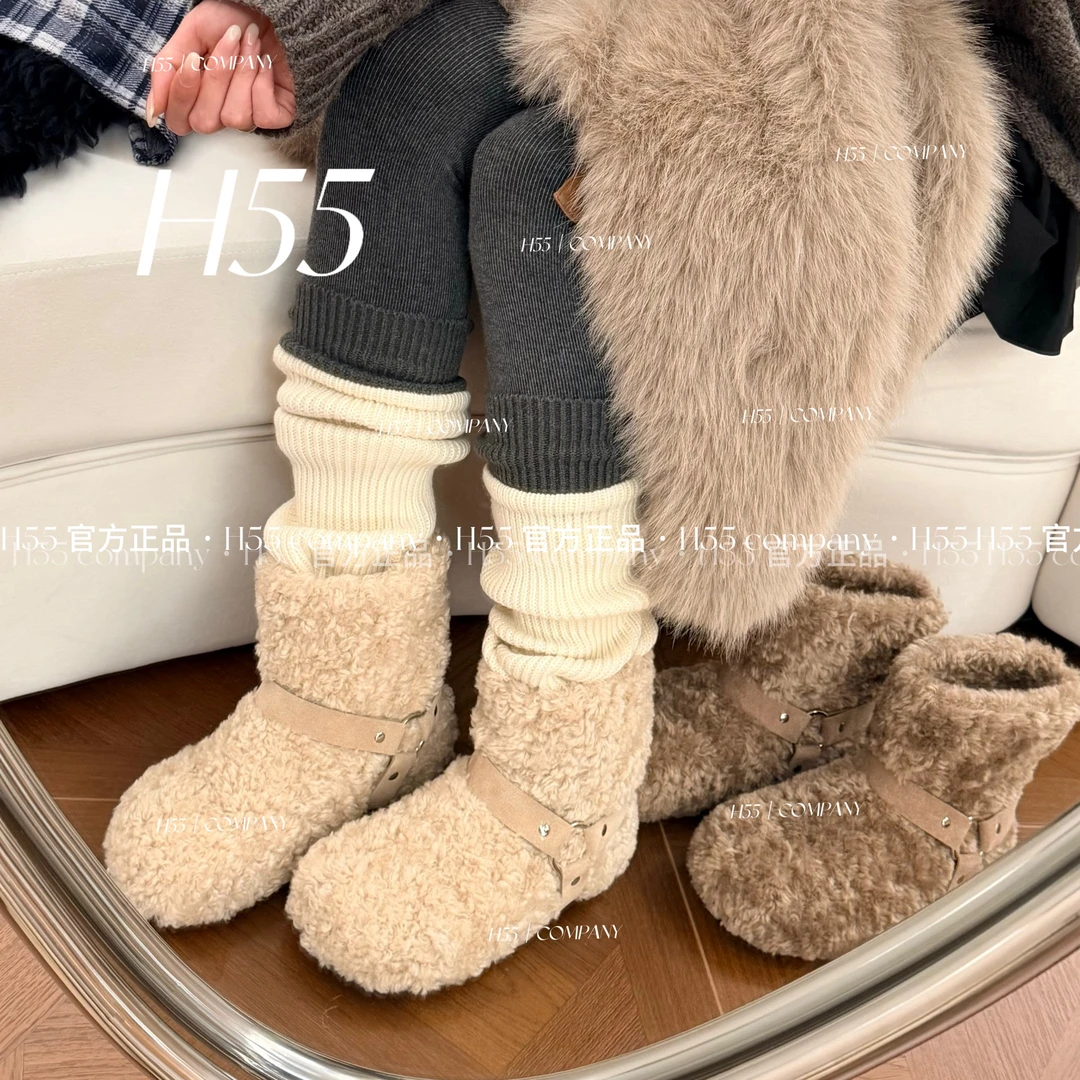 【马哥同款】H55女鞋小羊dolly的卷毛毛托卡雪地靴3cm18-3090