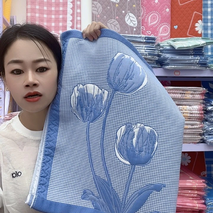 棉蓝色郁金香纯棉