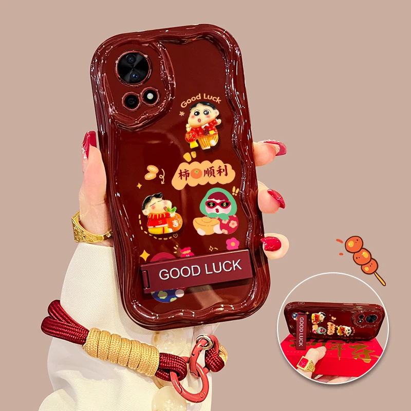 适用于【华为nova13】柿柿顺利小新新年支架手机壳创意防摔网红女款