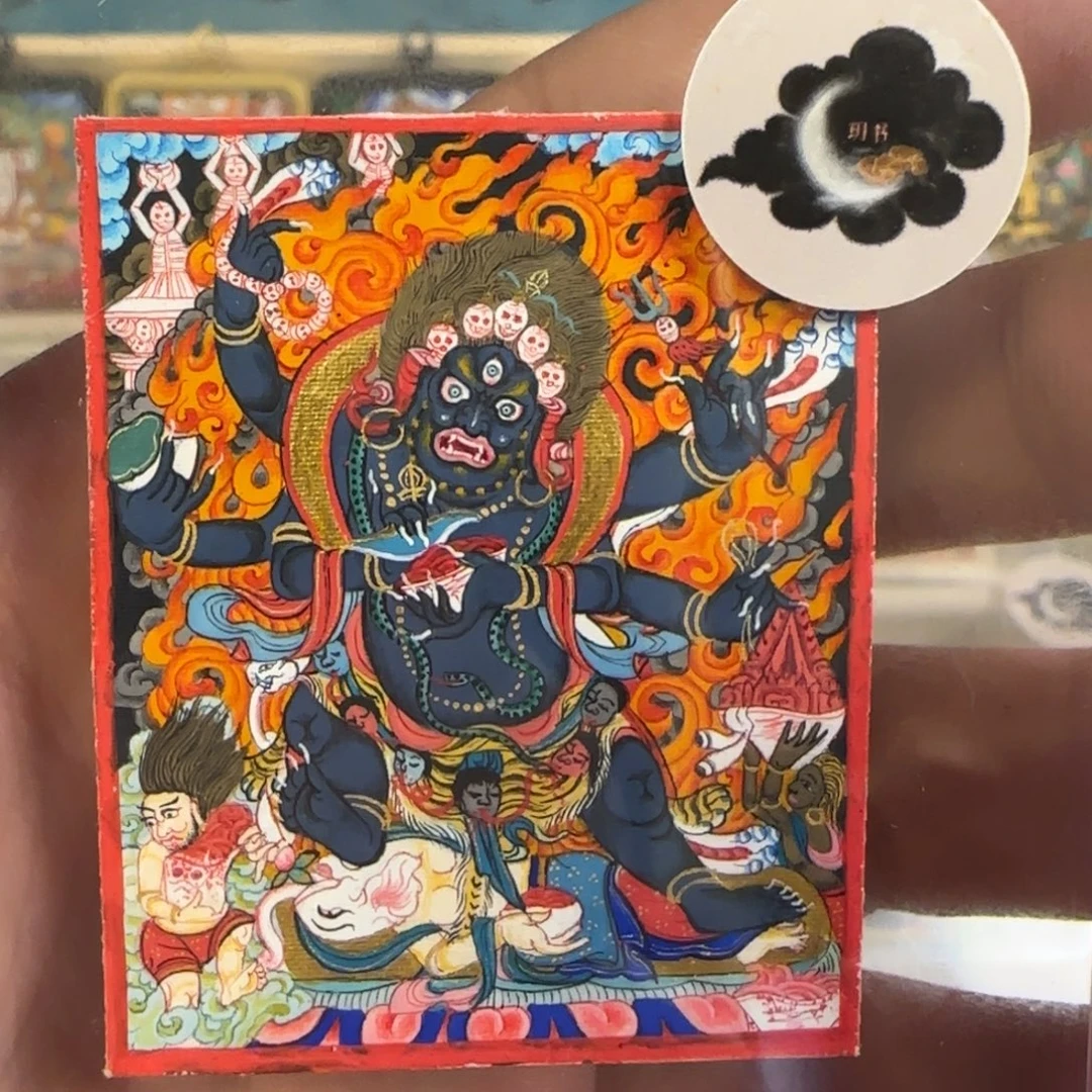 吊坠大黑天藏卡纯手绘矿物质颜料