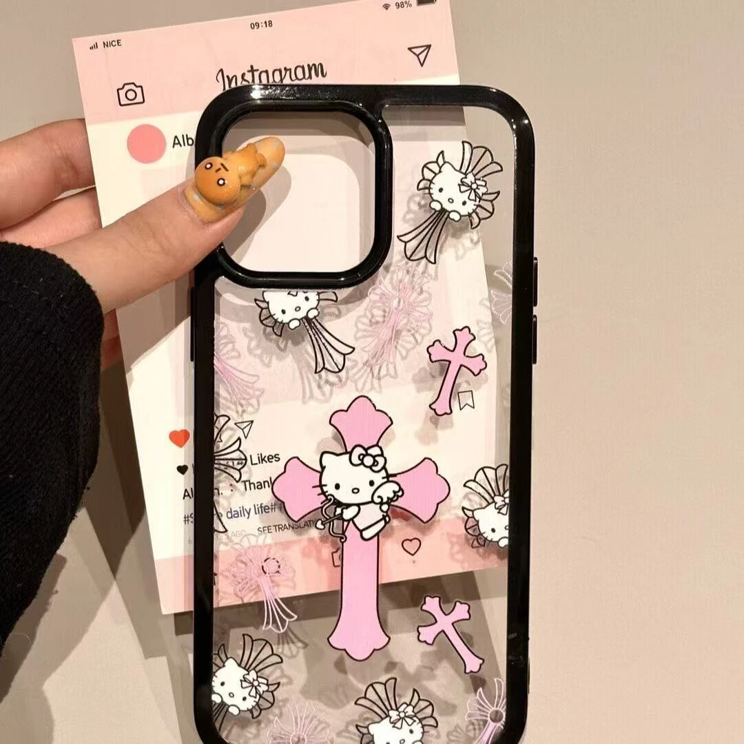 十字架KT猫适用苹果16手机壳iPhone14小众15创意13透明12promax