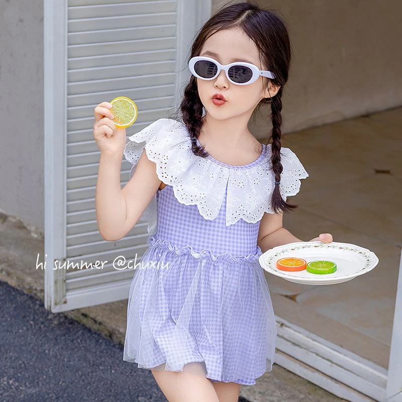 新款儿童女童连体中小童洋气裙式公主风潜水服