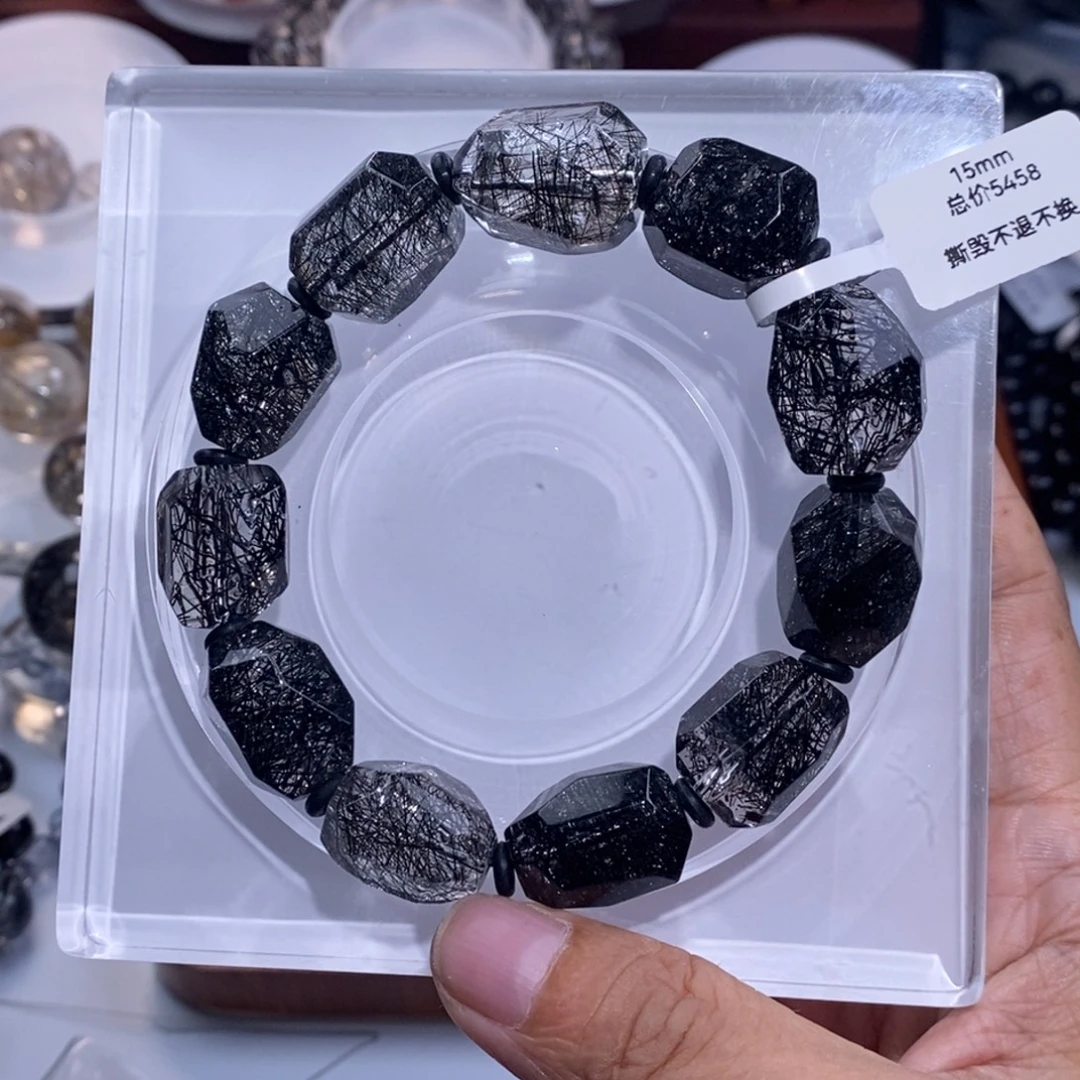 m***x未镶嵌水晶手链异形大手串黑发晶蕾丝毕业级15mm