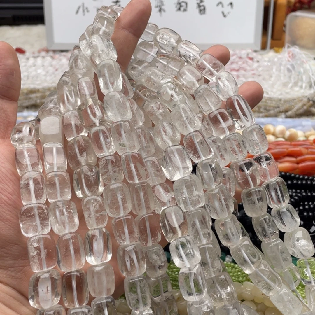 玛瑙/玉髓未镶嵌珠宝半成品一条装12^16mm左右白水长方糖