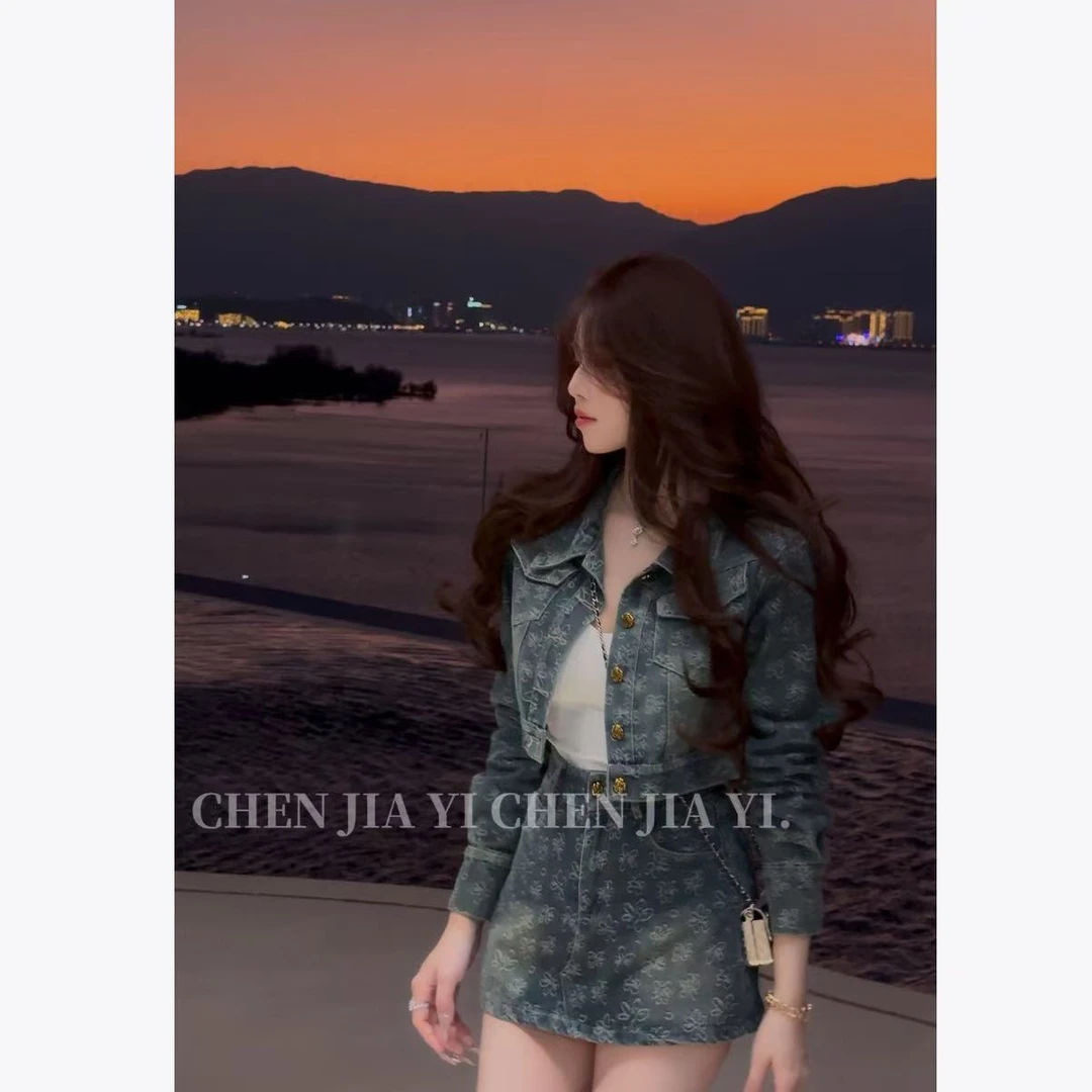 【JIAYI】浮花梦影 早春提花工艺牛仔套装