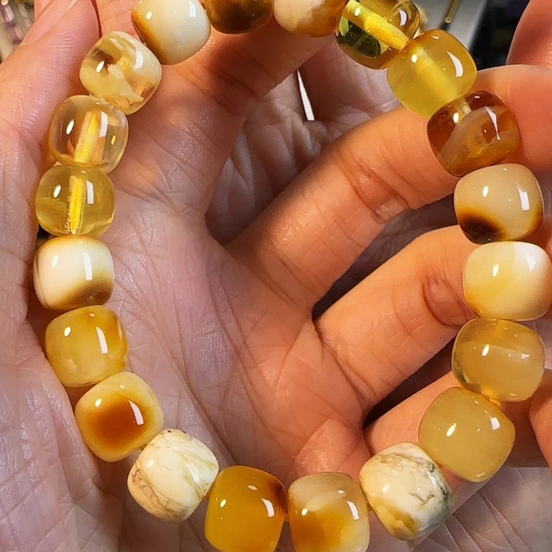 蜜蜡未镶嵌手链多宝10mm老型手串