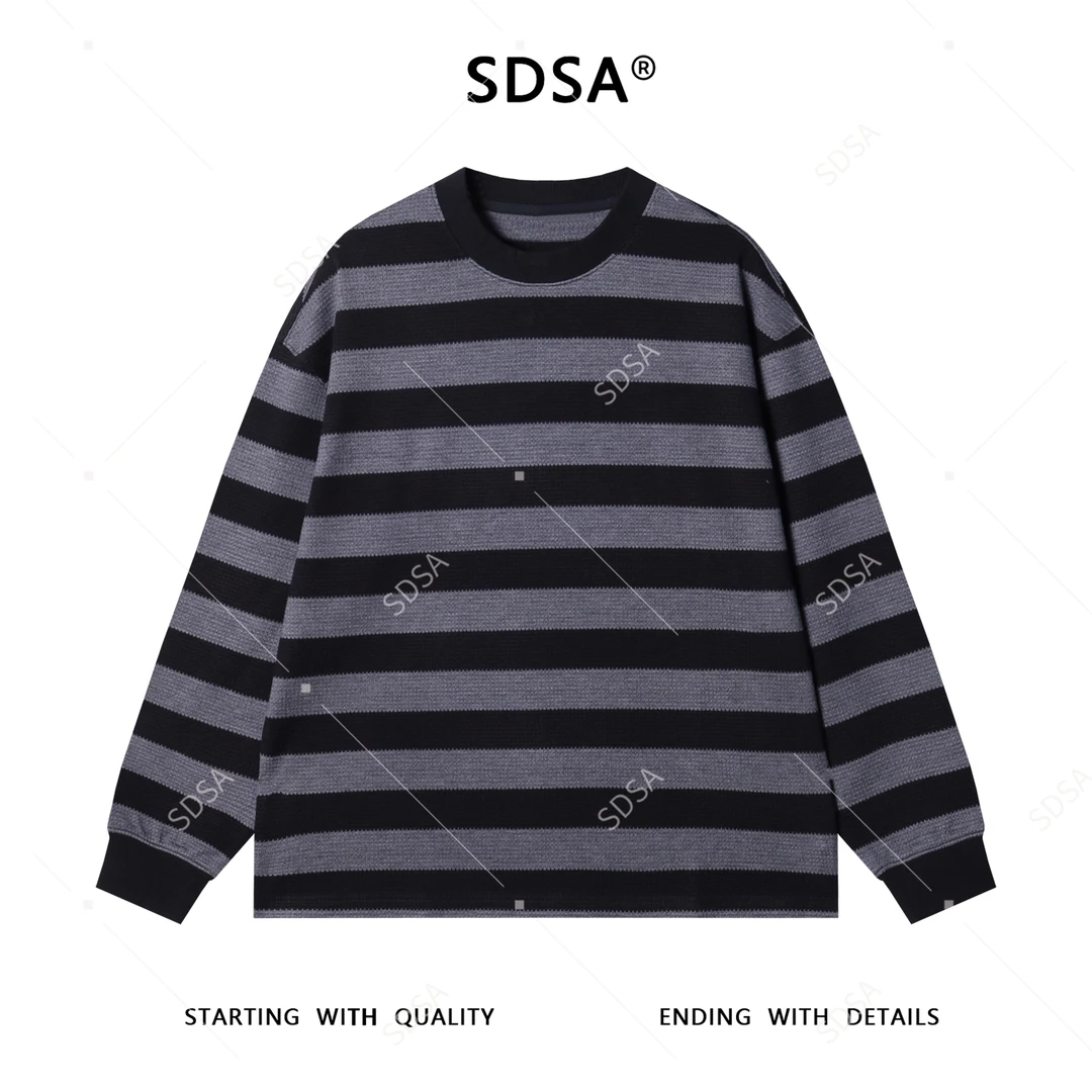 SDSA男士秋冬新款痞帅男装韩版撞色条纹针织圆领卫衣舒适百搭上衣