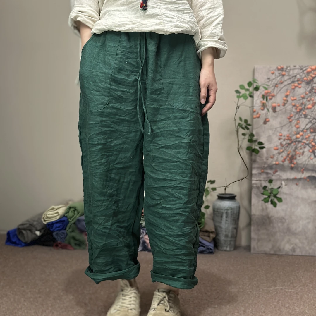 纯衣不染/年末孤品福利休闲复古亚麻裤子