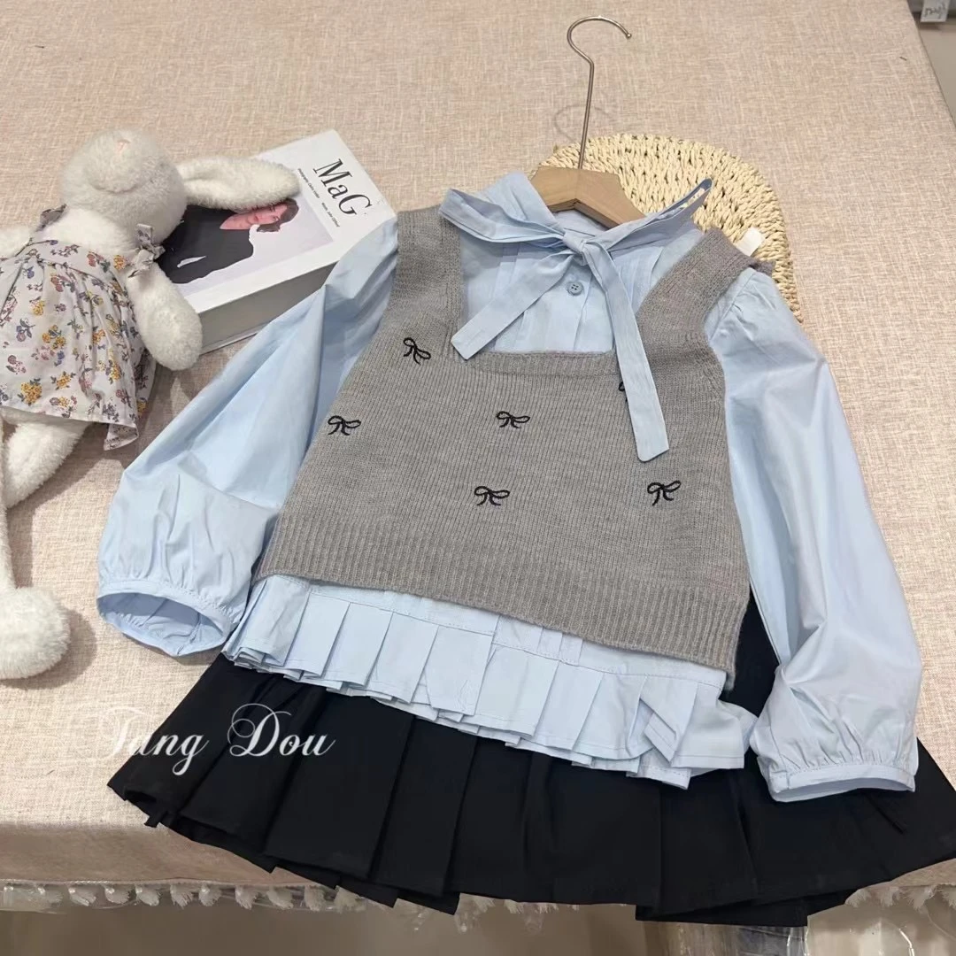 韩系蝴蝶结马甲两件套（no退换）