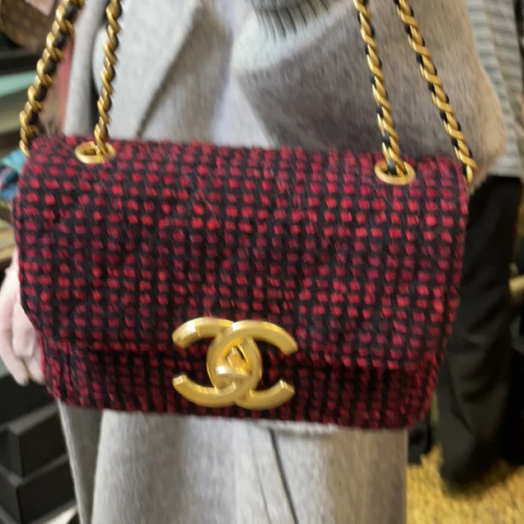 95新 Chanel/香奈儿 夏七中古/毛呢大双C/单肩包