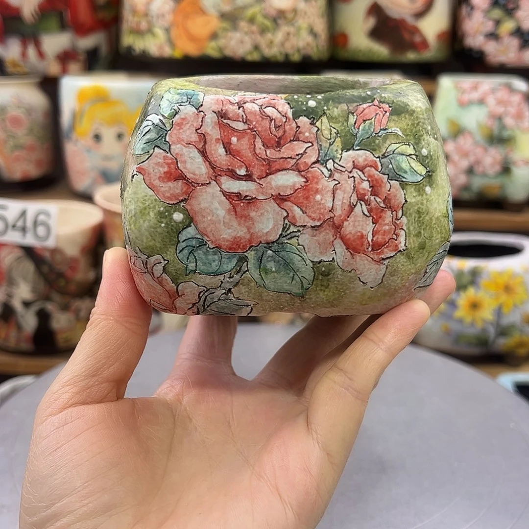 景德镇炫彩手绘口6.5高7