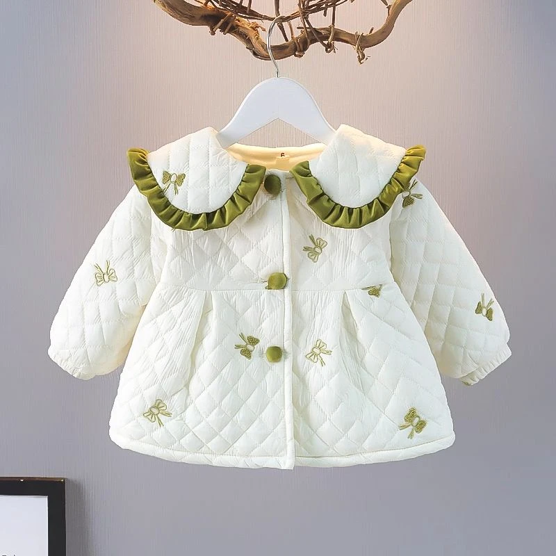 新款秋冬款女宝宝加绒加厚开衫女童外出洋气婴幼儿1岁2岁外套保暖