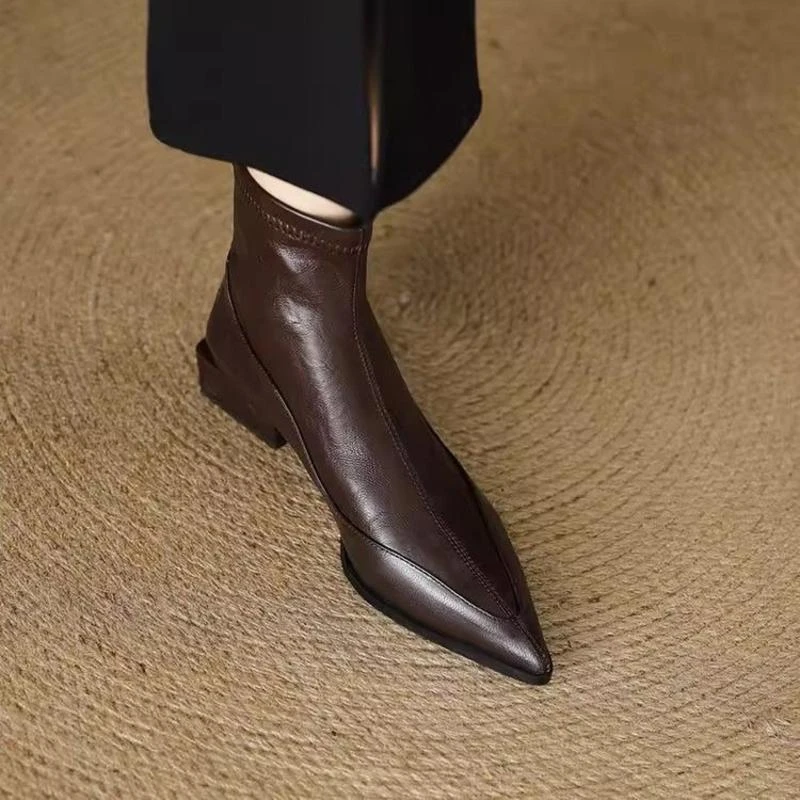 时装气质瘦瘦靴设计感小2025年小众单鞋粗跟百搭短靴秋冬法式新款