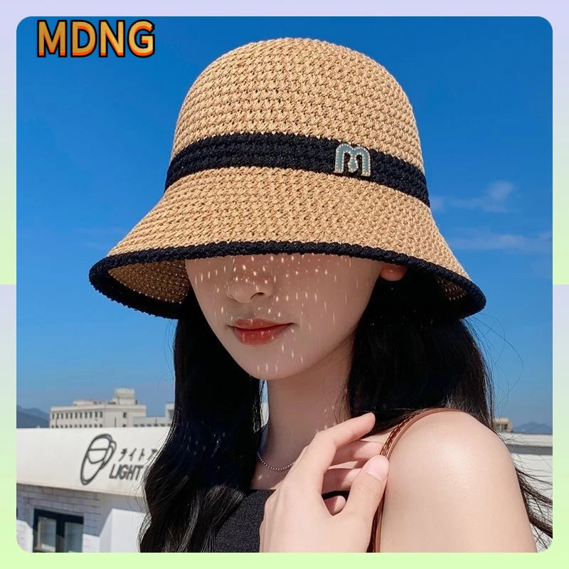 MDNG女司机开车防晒装备小百搭遮脸水桶帽时尚棉质钟形短檐防晒帽