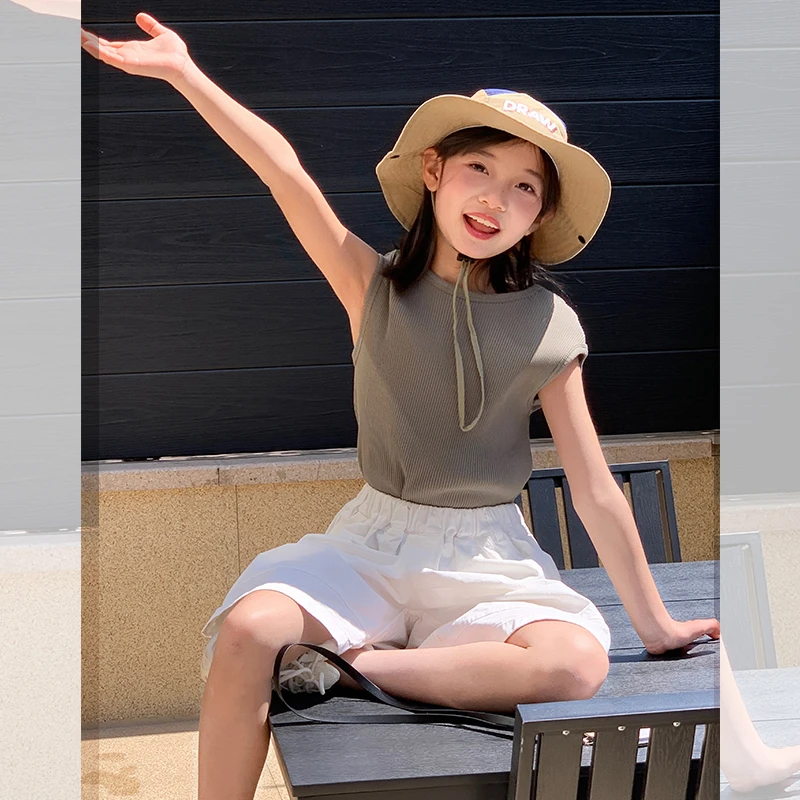 【帅的嘞】西西家女童2025夏新款百搭背心儿童休闲无袖上衣KLK9691