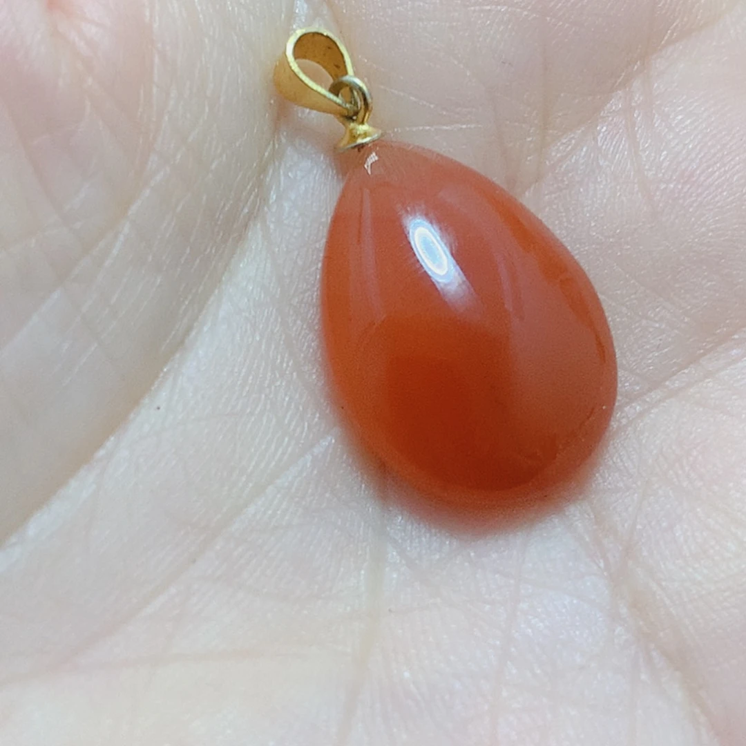 南红玛瑙银S925镶嵌吊坠(不含链)