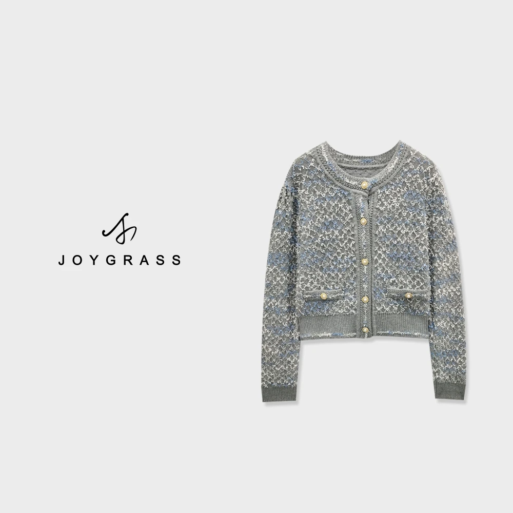 JOYGRSS(乔伊)粗花呢针织开衫Z-03959毛衣秋季短款秋冬