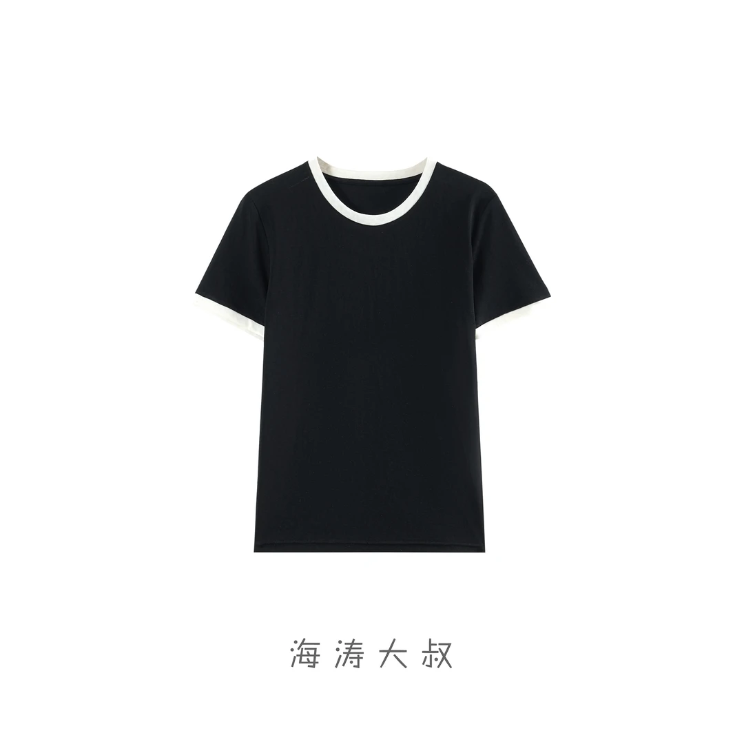 【海涛大叔】天丝棉撞色基础圆领短袖 KRJ10888
