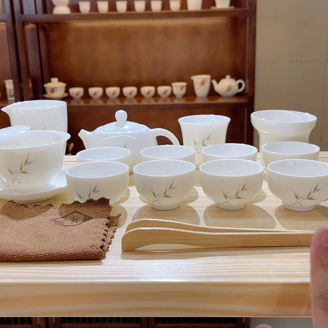 杯玄致羊脂玉瓷茶具套装