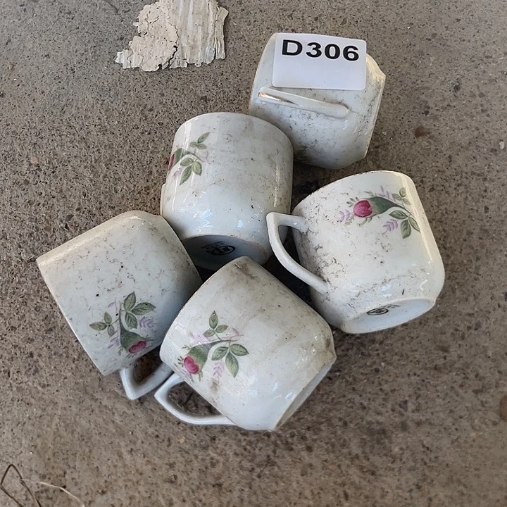 八九十年代高岭土盘碗碟有矿点D306 六杯