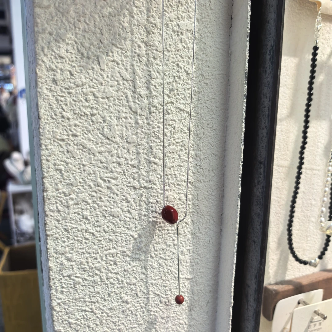 A589红色豆豆流苏款韩系项链