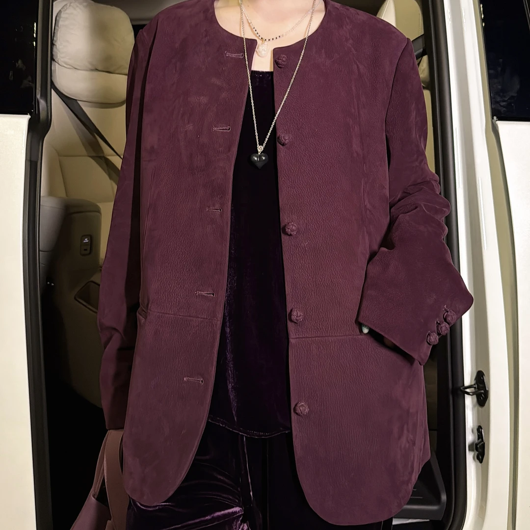正绒皮·高奢贵紫！进口绵羊皮外套！GZ6560