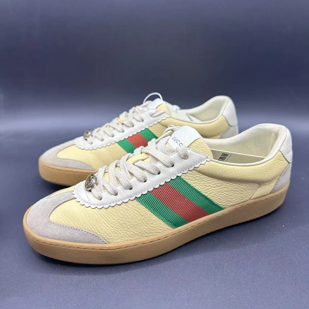 95新 GUCCI/古驰 百搭休闲低帮鹅黄德训鞋42欧码lb475