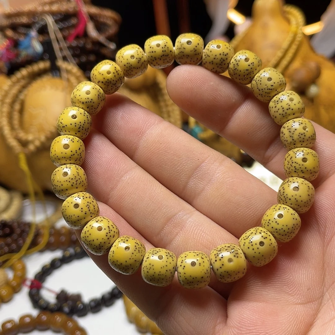 手串星月菩提10.5老型桶月朗星稀鸡油黄