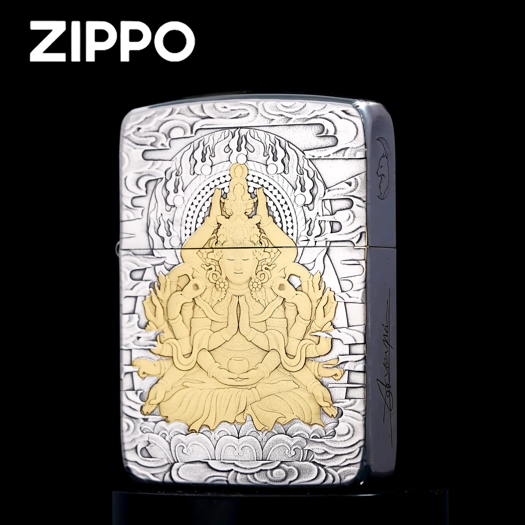 ZIPPO打火机正品/1941镀银鎏金千手观音军机防风【凯亚】DYJ1