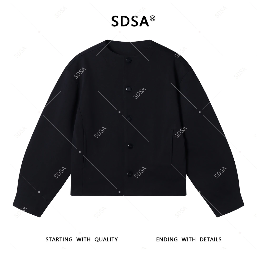 SDSA男士2025新款轻奢痞帅男装简约纯色纽扣短款外套上衣百搭复古