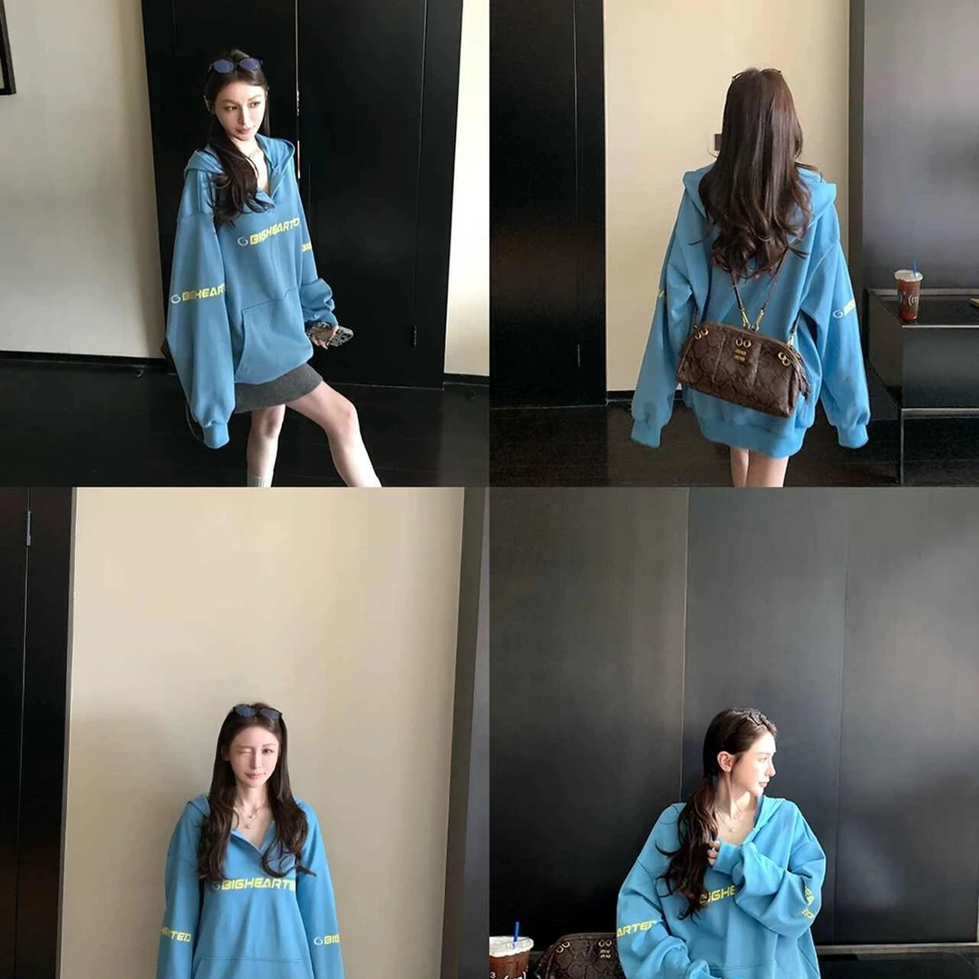 【mimius】U 明星同款独家定染撞色字母套头卫衣 G09120