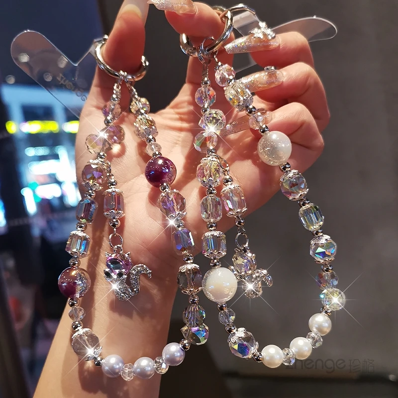 媚眼狐水晶手机链小众高级感挂件手腕挂饰户外旅游逛街防丢手提链
