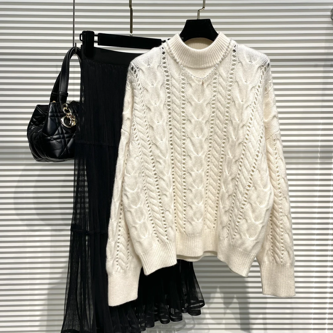 Jane Austin •（白月光）2025秋冬复古麻花宽松慵懒风软糯厚针织衫