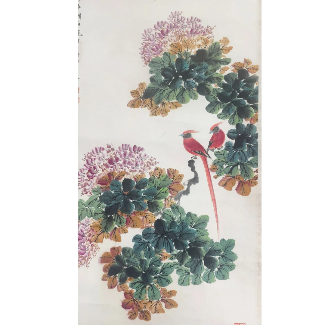 颜 花鸟立轴 100 50 4.5平尺