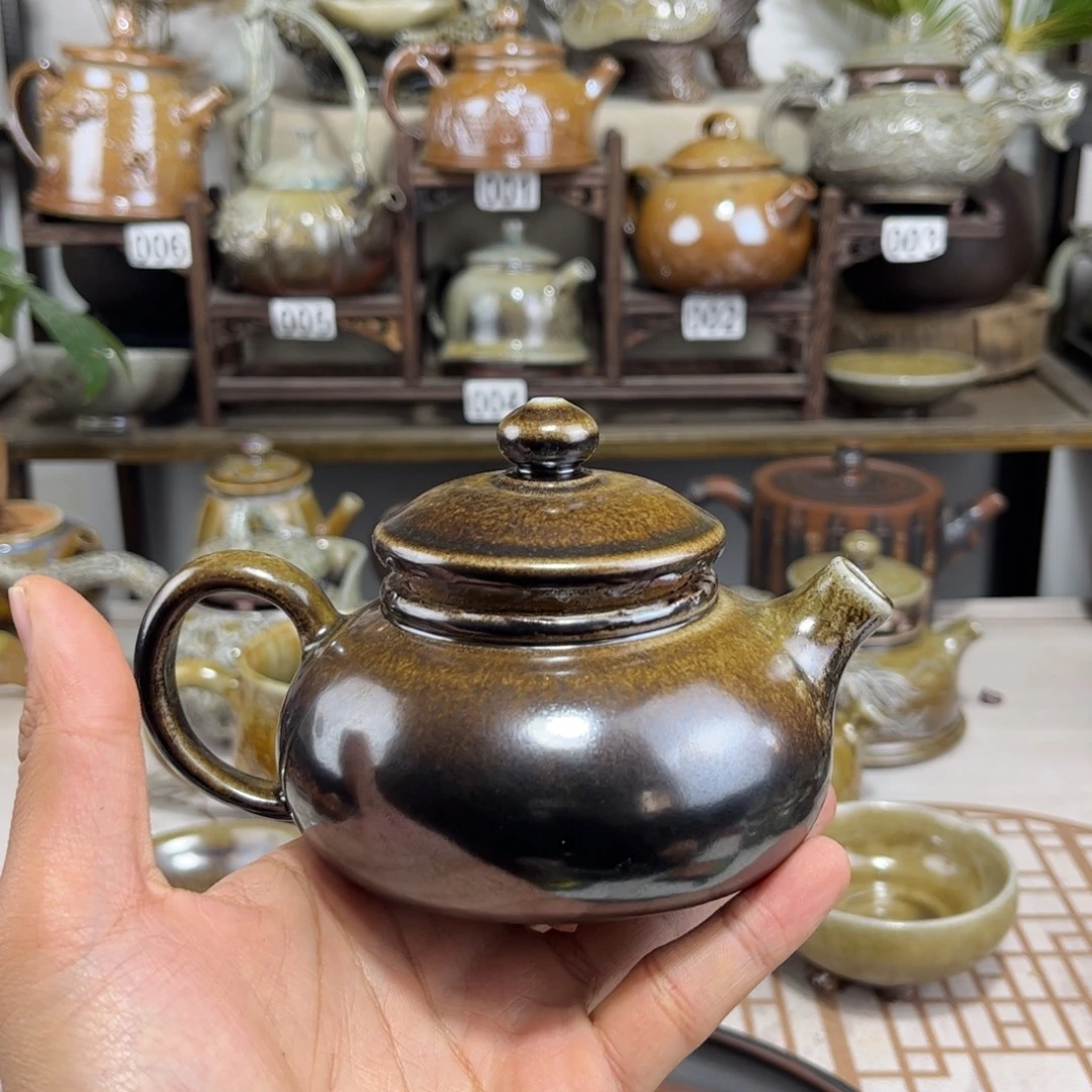 200cc白泥柴烧寒江壶，古法传承裸坯柴烧