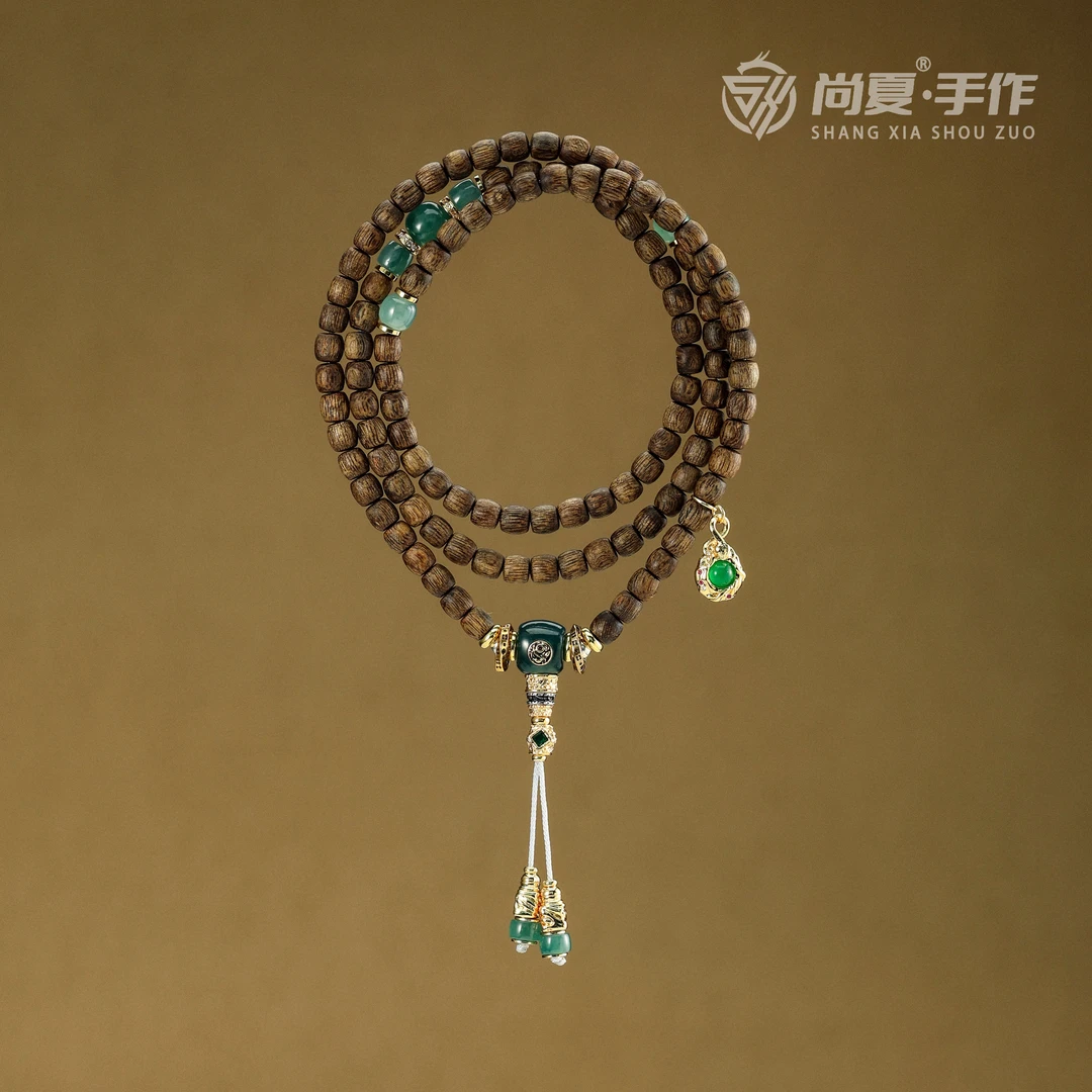 尚夏 沉香5mm天然沉香直纹鼓珠108长串