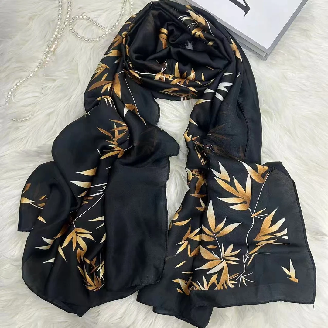 1-535 丽景段90X180左右丝巾长巾 墨竹