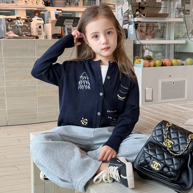 2025新款休闲韩版卡通动漫毛衣针织衫春秋女童百搭秋季短款开衫女