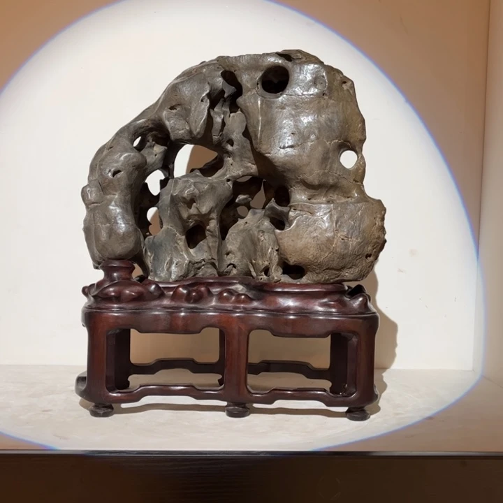 时**影老皮太湖石案头摆件