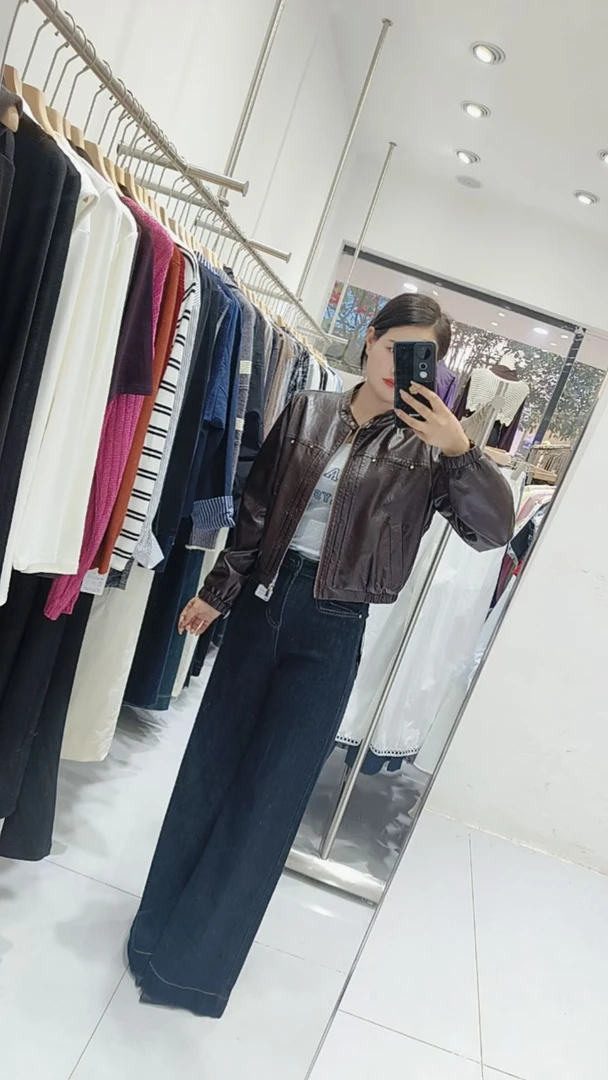 POLO领秋季韩版圆领设计师牛仔千金风皮衣休闲民族风